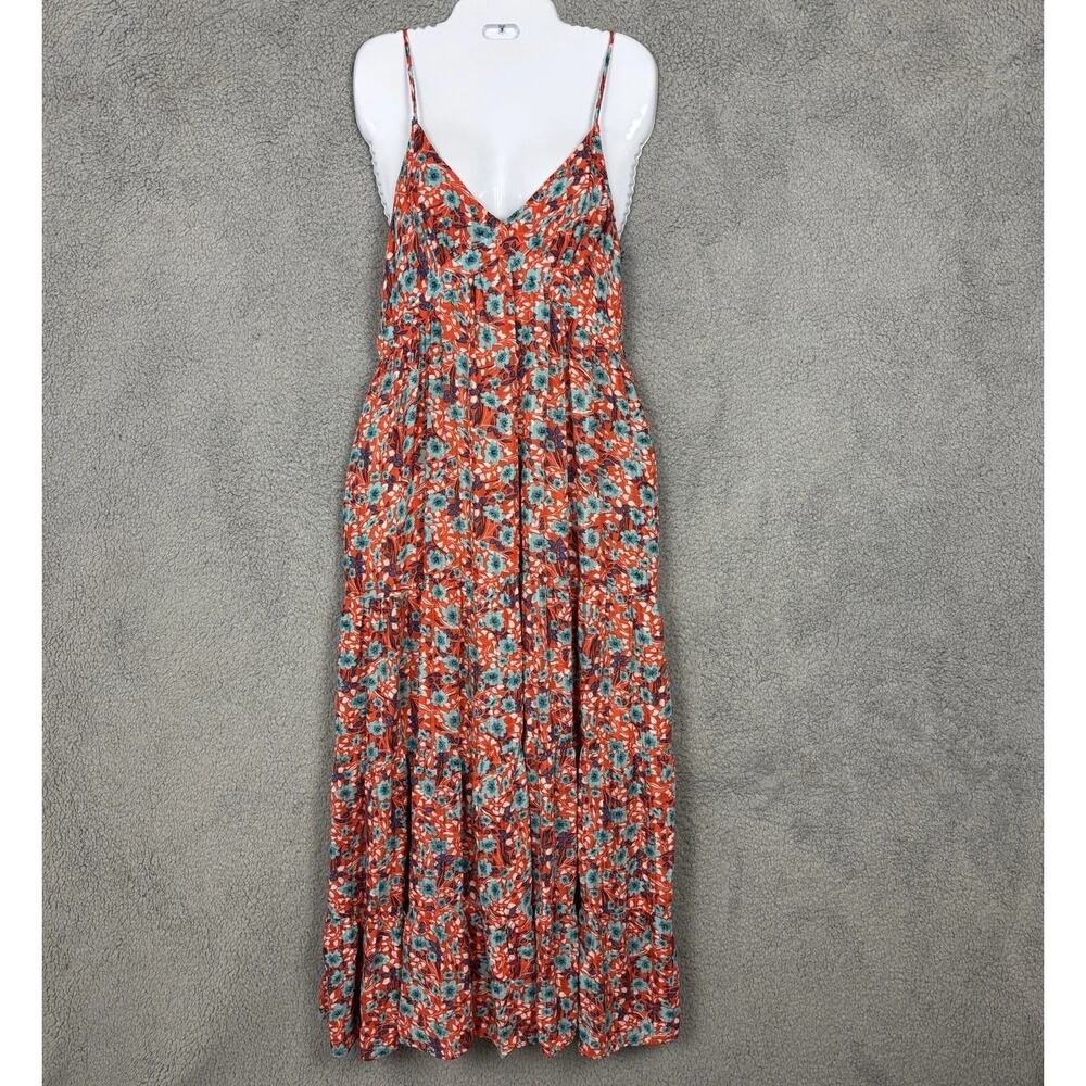 Lovestitch Women Floral Tiered Flowy Maxi Smocked Dress Large cottagecore boho